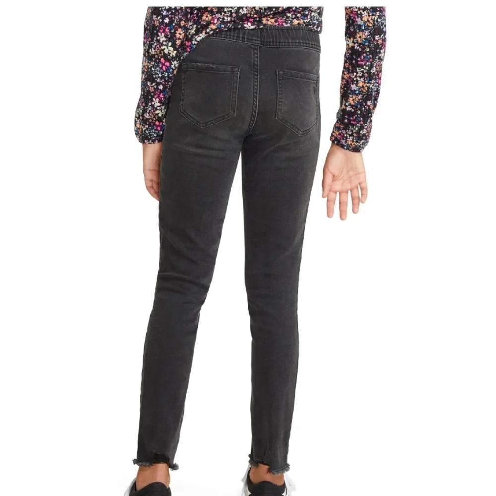 Justice Black Denim Jeggins Soft & Comfy Multi Colored‎ Beads Sz 14 Youth Nwt